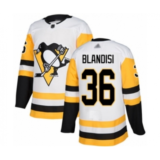 Men's Pittsburgh Penguins #36 Joseph Blandisi Authentic White Away Hockey Jersey - Ujersey