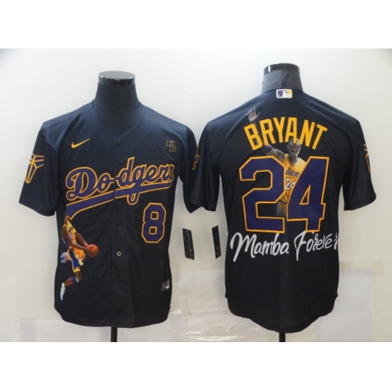 Men's Los Angeles Dodgers Kobe Bryant Black Portrait Jerseys - Ujersey