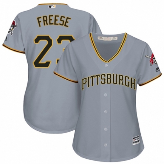 Women's Majestic Pittsburgh Pirates #23 David Freese Authentic Grey Road Cool Base MLB Jersey - Ujersey