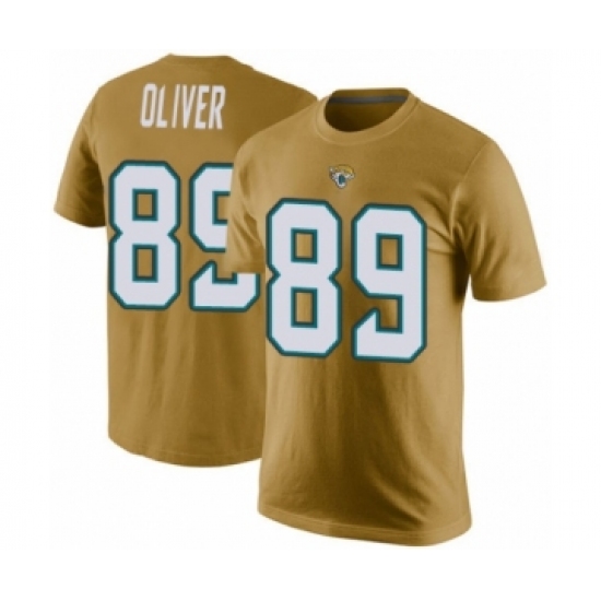 Football Men's Jacksonville Jaguars #89 Josh Oliver Gold Rush Pride Name & Number T-Shirt - Ujersey