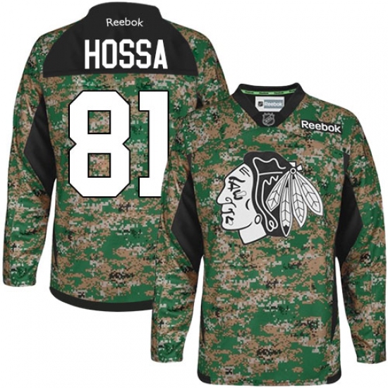 Men's Reebok Chicago Blackhawks #81 Marian Hossa Authentic Camo Veterans Day Practice NHL Jersey