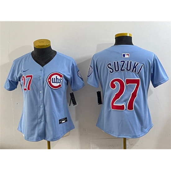 Youth Chicago Cubs #27 Seiya Suzuki Blue 2024-25 2nd Alternate Limited Stitched Baseball Jersey - Ujersey