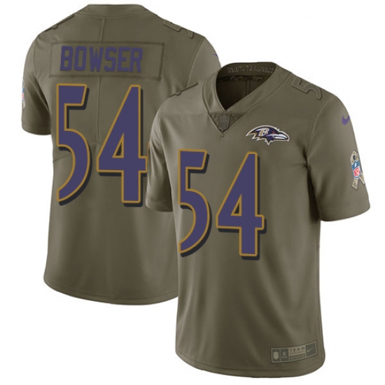 Men's Nike Baltimore Ravens #54 Tyus Bowser Limited Olive 2017 Salute to Service NFL Jersey - Ujersey