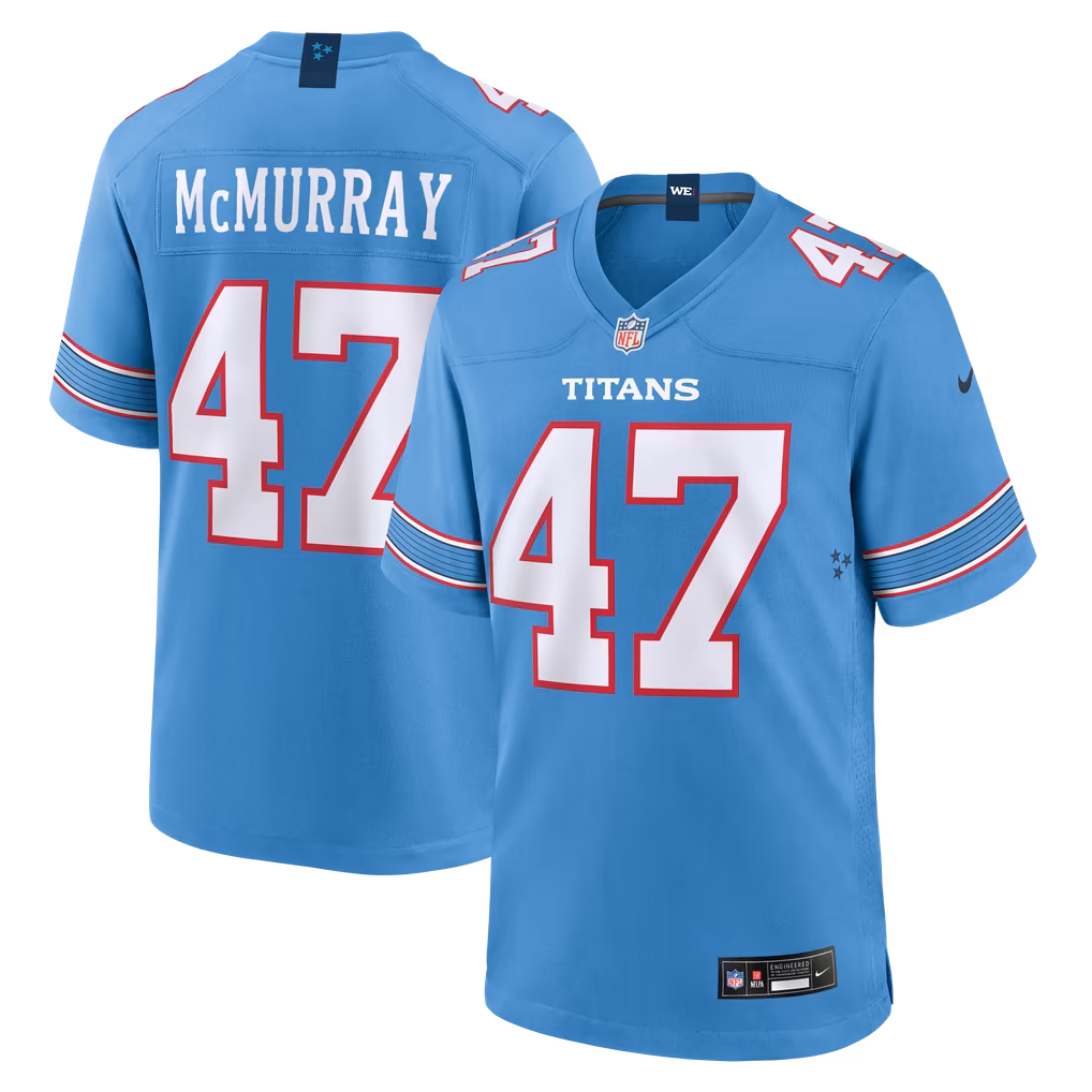 Men's Tennessee Titans Jalen McMurray Nike Light Blue Team Game Jersey