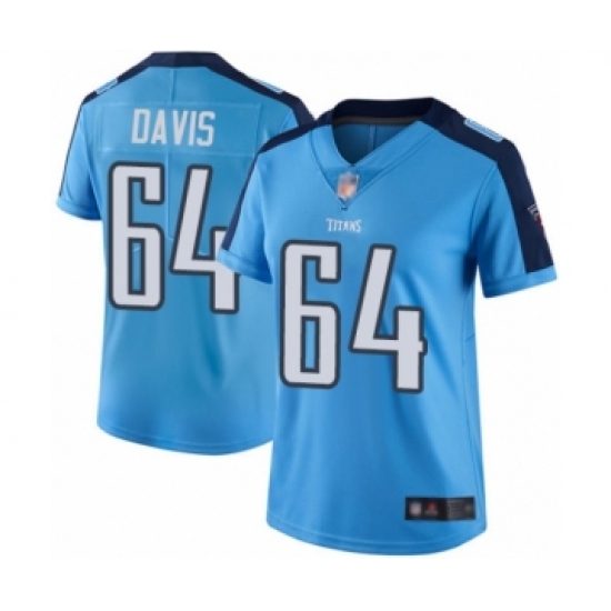 Women's Tennessee Titans #64 Nate Davis Limited Light Blue Rush Vapor Untouchable Football Jersey - Ujersey
