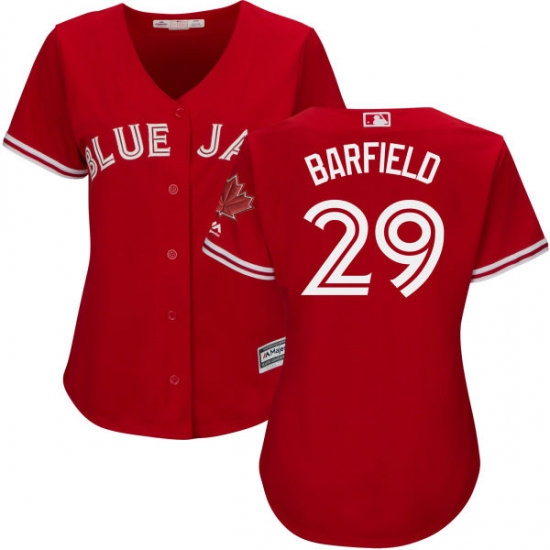 Women's Majestic Toronto Blue Jays #29 Jesse Barfield Replica Scarlet Alternate MLB Jersey - Ujersey