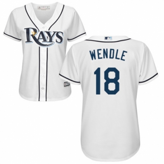 Women's Majestic Tampa Bay Rays #18 Joey Wendle Authentic White Home Cool Base MLB Jersey - Ujersey