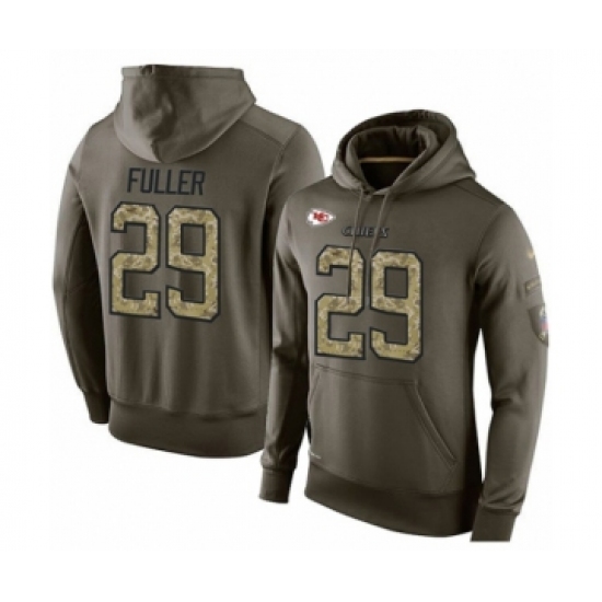 Football Men's Kansas City Chiefs #29 Kendall Fuller Green Salute To Service Pullover Hoodie - Ujersey NHL