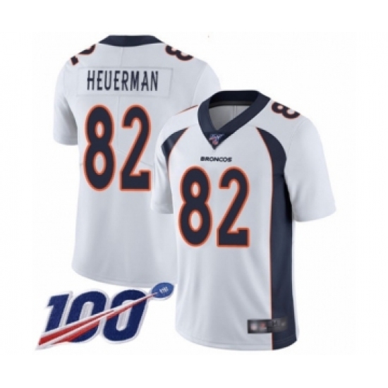 Men's Denver Broncos #82 Jeff Heuerman White Vapor Untouchable Limited Player 100th Season Football Jersey - Ujersey
