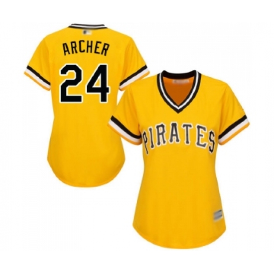 Women's Pittsburgh Pirates #24 Chris Archer Replica Gold Alternate Cool Base Baseball Jersey - Ujersey