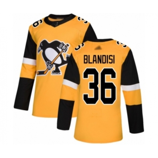Men's Pittsburgh Penguins #36 Joseph Blandisi Authentic Gold Alternate Hockey Jersey - Ujersey