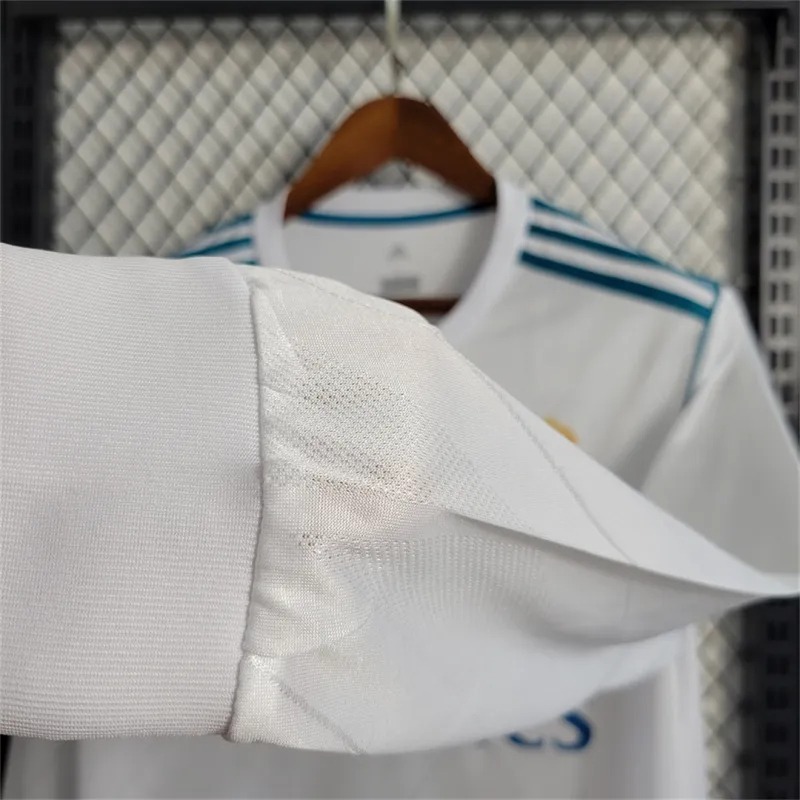 Real Madrid Retro Jersey Home Long Sleeve Custom Soccer Shirt 2017/18 - ujerseystore