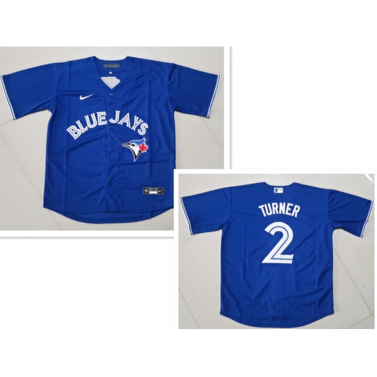 Men's Toronto Blue Jays #2 Justin Turner Blue Cool Base Stitched Jersey - Ujersey