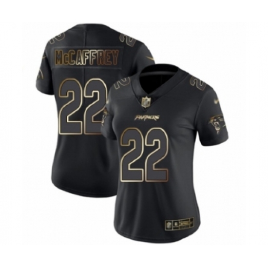 Women's Carolina Panthers #22 Christian McCaffrey Black Gold Vapor Untouchable Limited Football Jersey - Ujersey