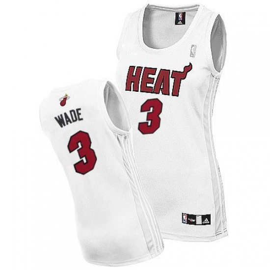 Women's Adidas Miami Heat #3 Dwyane Wade Authentic White Home NBA Jersey - Ujersey