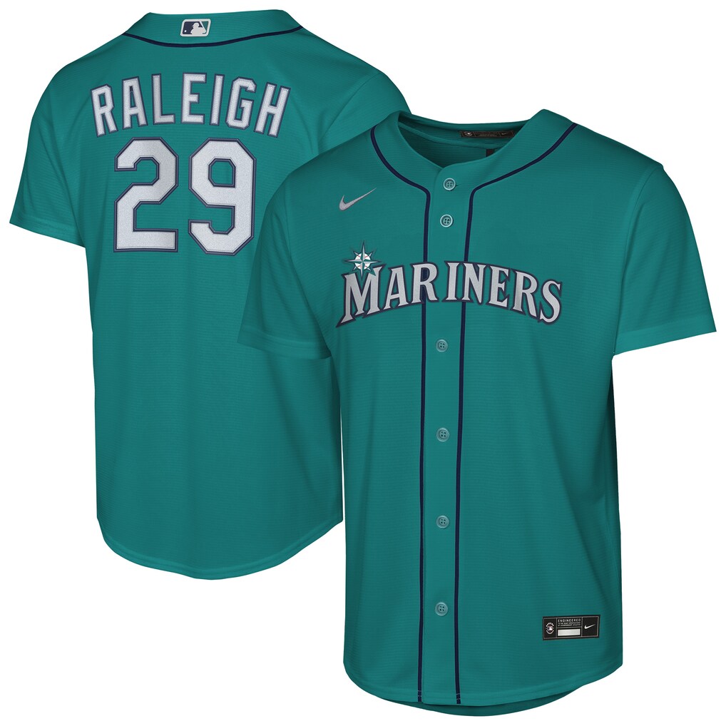 Youth Seattle Mariners Cal Raleigh Nike Teal Alternate Replica Jersey - ujerseystore