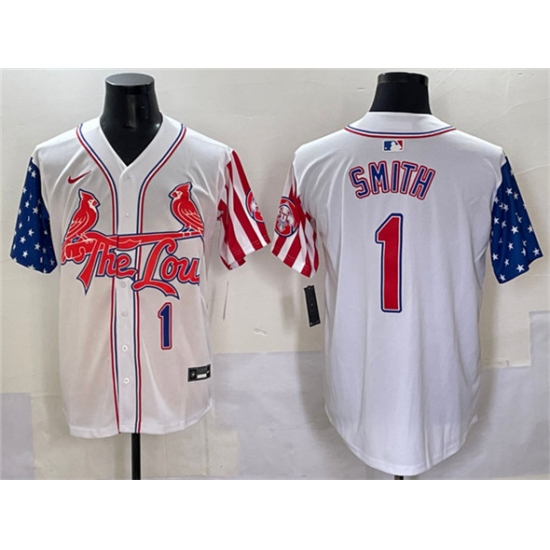 Men's St. Louis Cardinals #1 Ozzie Smith White Independence Day Vapor Premier Limited Stitched Baseball Jersey - Ujersey