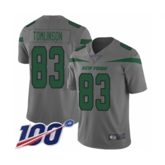 Youth New York Jets #83 Eric Tomlinson Limited Gray Inverted Legend 100th Season Football Jersey - Ujersey