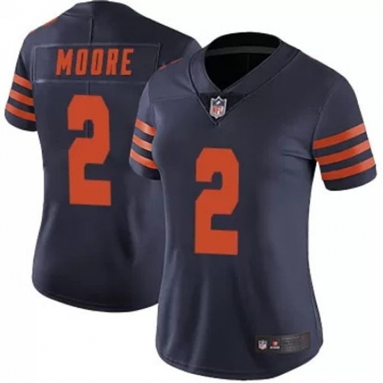 Women Chicago Bears #2 DJ Moore Navy Vapor Limited Stitched NFL Jersey - Ujersey