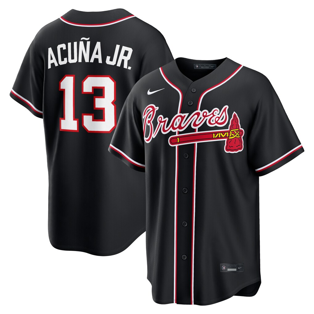 Men's Atlanta Braves Ronald Acuña Jr. Nike Fashion Replica Black Out Jersey - U-jersey