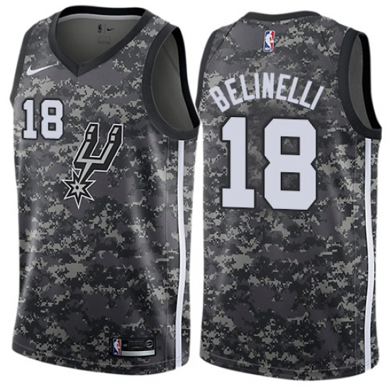 Men's Nike San Antonio Spurs #18 Marco Belinelli Swingman Camo NBA Jersey - City Edition - Ujersey