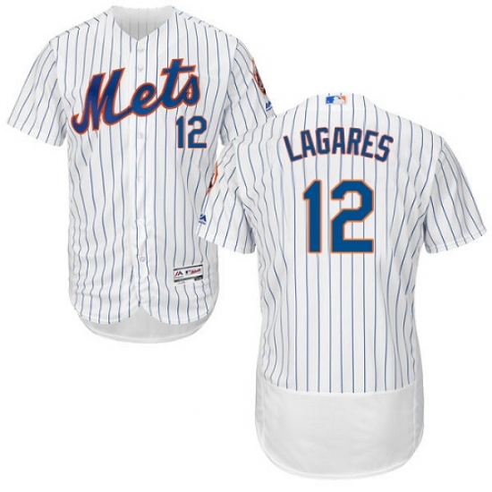 Men's Majestic New York Mets #12 Juan Lagares White Home Flex Base Authentic Collection MLB Jersey - Ujersey