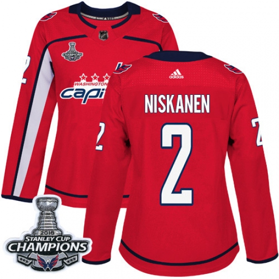 Women's Adidas Washington Capitals #2 Matt Niskanen Authentic Red Home 2018 Stanley Cup Final Champions NHL Jersey - Ujersey