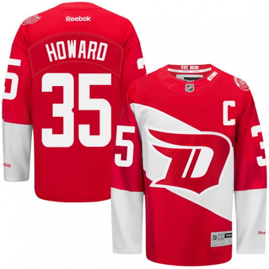 Men's Reebok Detroit Red Wings #35 Jimmy Howard Premier Red 2016 Stadium Series NHL Jersey - Ujersey