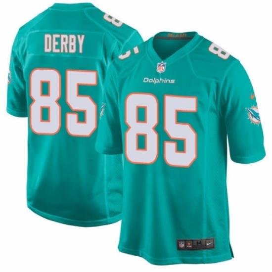Men's Nike Miami Dolphins #85 A.J. Derby Game Aqua Green Team Color NFL Jersey - Ujersey