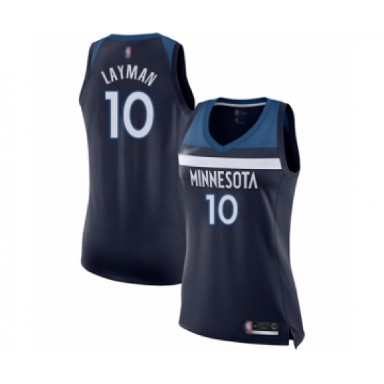 Women's Minnesota Timberwolves #10 Jake Layman Swingman Navy Blue Basketball Jersey - Icon Edition - Ujersey