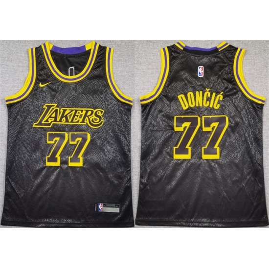 Youth Los Angeles Lakers #77 Luka Doncic Black 2025 City Edition Stitched Basketball Jersey - Ujersey