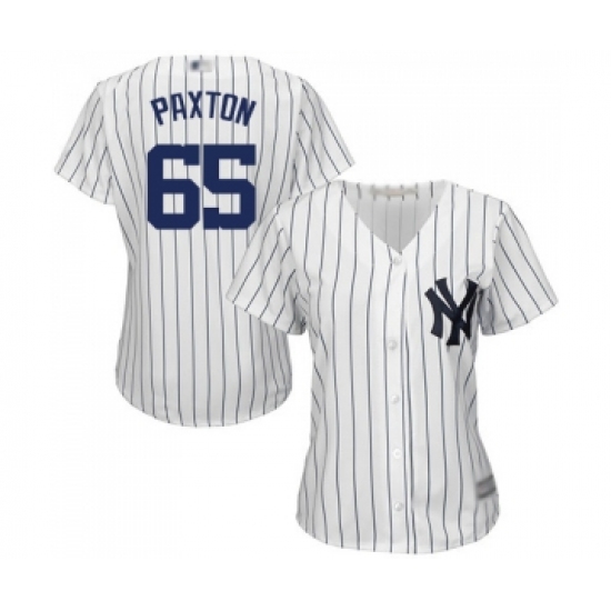 Women's New York Yankees #65 James Paxton Authentic White Home Baseball Jersey - Ujersey