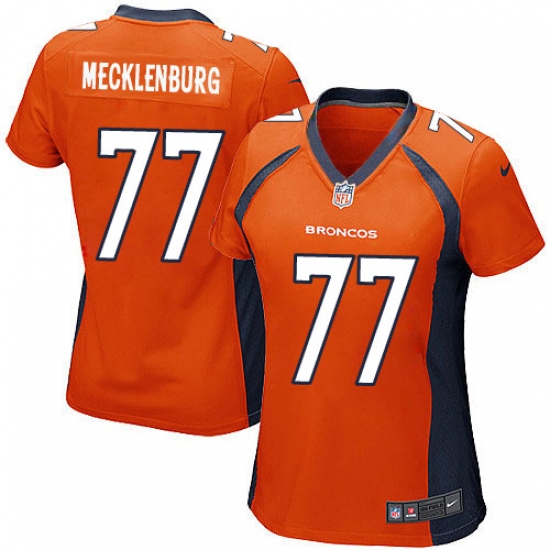 Women's Nike Denver Broncos #77 Karl Mecklenburg Game Orange Team Color NFL Jersey - Ujersey