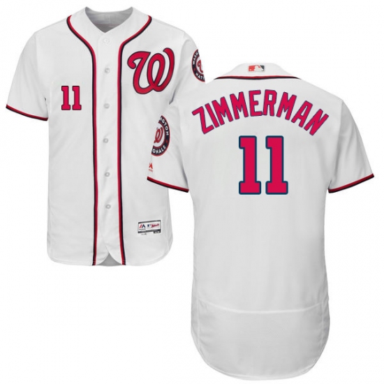 Men's Majestic Washington Nationals #11 Ryan Zimmerman White Home Flex Base Authentic Collection MLB Jersey - Ujersey