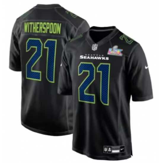 Men's Seattle Seahawks #21 Devon Witherspoon Black Nike Super Bowl LX Carbon Fashion Game Jersey - Ujersey