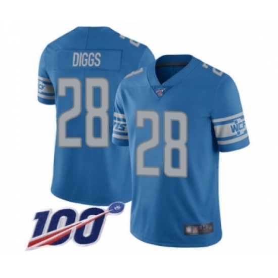 Men's Detroit Lions #28 Quandre Diggs Blue Team Color Vapor Untouchable Limited Player 100th Season Football Jersey - Ujersey