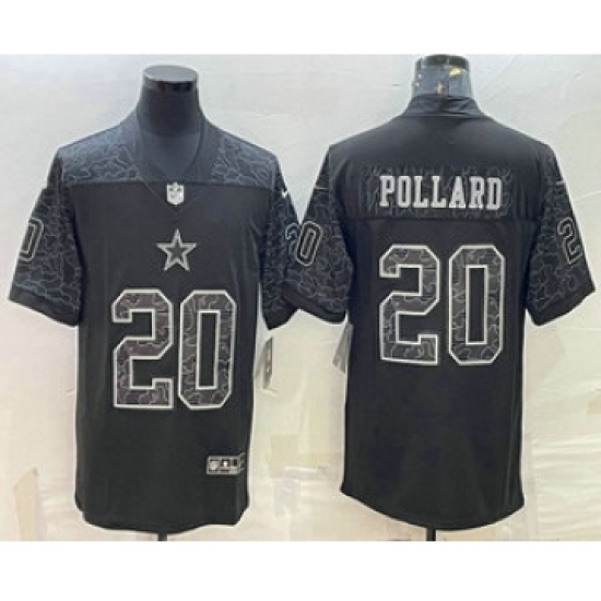 Men's Dallas Cowboys #20 Tony Pollard Black Reflective Limited Stitched Football Jersey - Ujersey