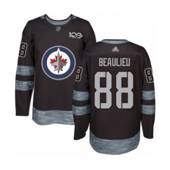 Men's Winnipeg Jets #88 Nathan Beaulieu Authentic Black 1917-2017 100th Anniversary Hockey Jersey - Ujersey