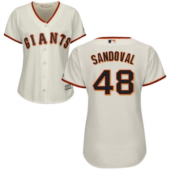 Women's Majestic San Francisco Giants #48 Pablo Sandoval Replica Cream Home Cool Base MLB Jersey - Ujersey