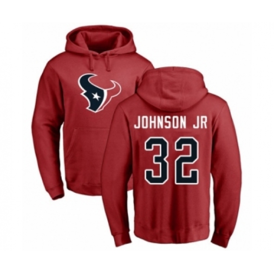 Football Houston Texans #32 Lonnie Johnson Red Name & Number Logo Pullover Hoodie - Ujersey