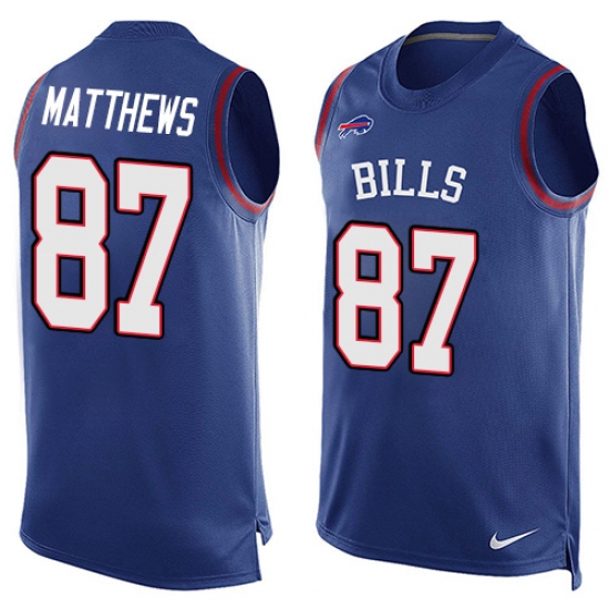Men's Nike Buffalo Bills #87 Jordan Matthews Limited Royal Blue Player Name & Number Tank Top NFL Jersey - Ujersey