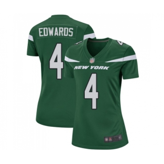 Women's New York Jets #4 Lac Edwards Game Green Team Color Football Jersey - Ujersey