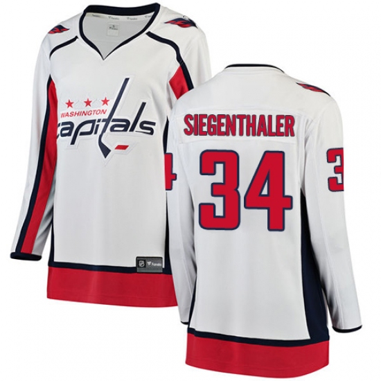 Women's Washington Capitals #34 Jonas Siegenthaler Fanatics Branded White Away Breakaway NHL Jersey - Ujersey