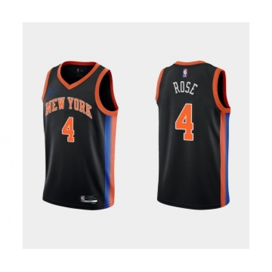 Men's New York Knicks #4 Derick Rose Black City Edition Stitched Basketball Jersey - Ujersey