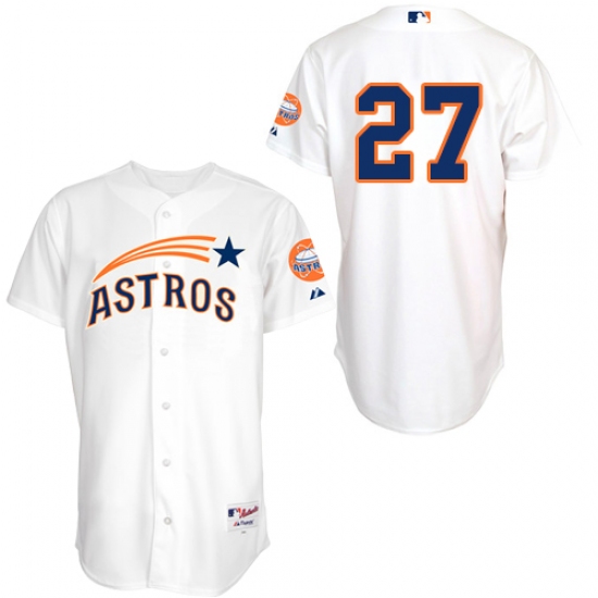 Men's Majestic Houston Astros #27 Jose Altuve Authentic White 1965 Turn Back The Clock MLB Jersey