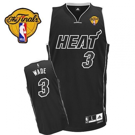 Men's Adidas Miami Heat #3 Dwyane Wade Authentic Black Shadow Finals Patch NBA Jersey - Ujersey
