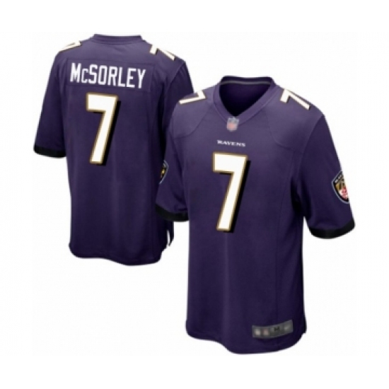 Men's Baltimore Ravens #7 Trace McSorley Game Purple Team Color Football Jersey - Ujersey