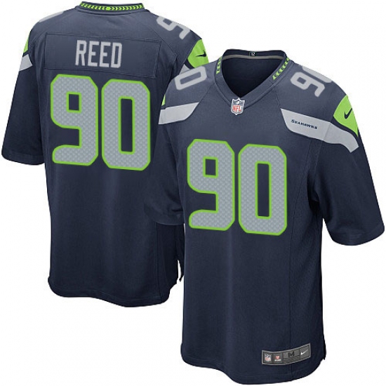 Men's Nike Seattle Seahawks #90 Jarran Reed Game Steel Blue Team Color NFL Jersey - Ujersey