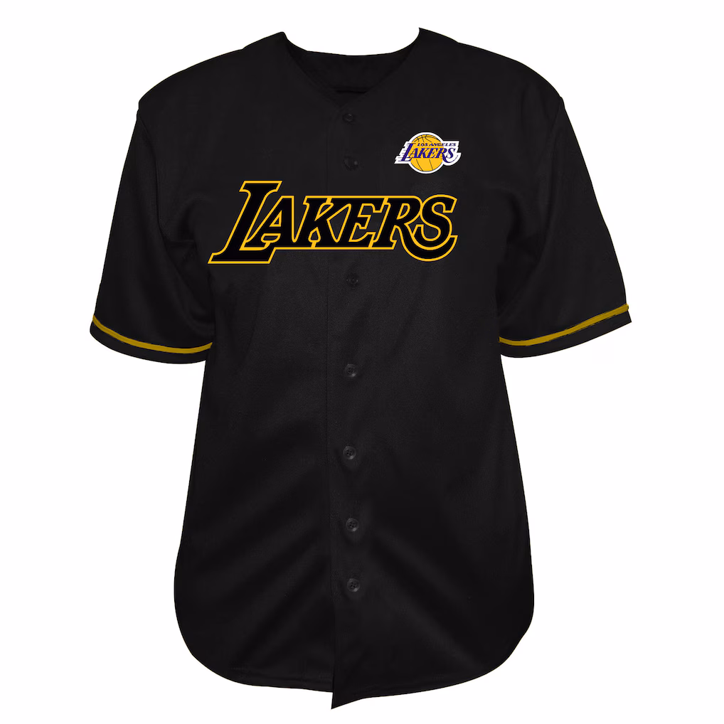 Men's Los Angeles Lakers Fanatics Black Big & Tall Pop Full-Button Jersey