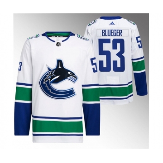Men's Vancouver Canucks #53 Teddy Blueger White Retro Stitched Jersey - Ujersey